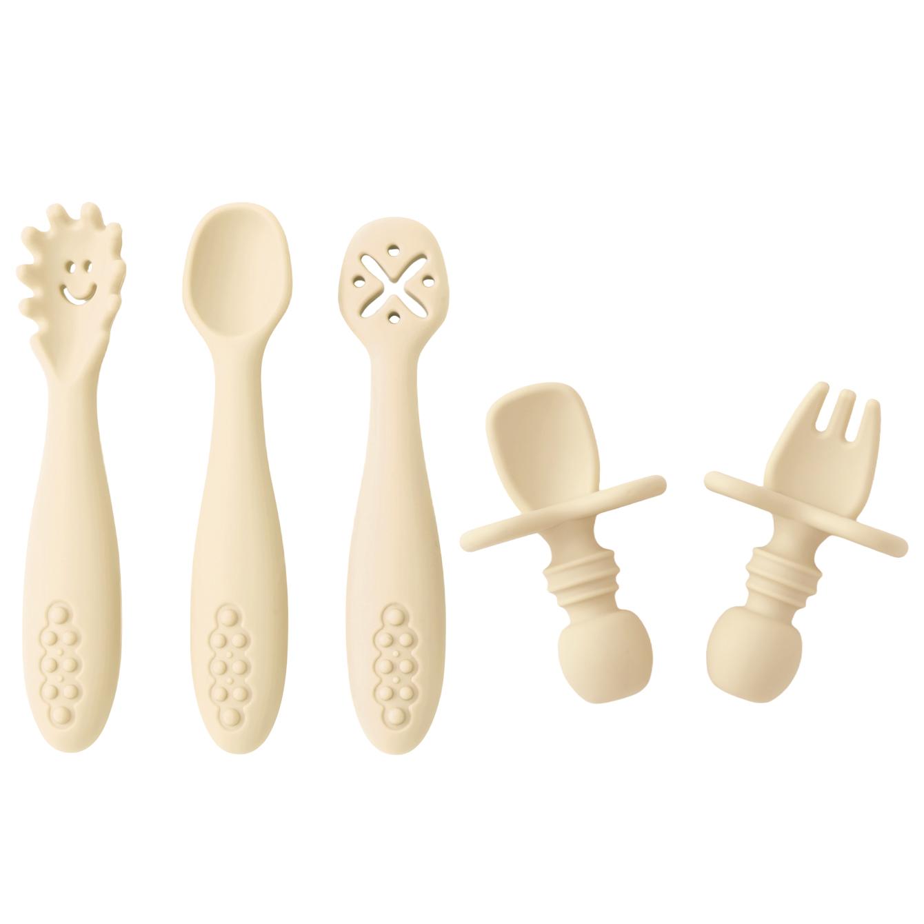 

Color Kids 5 шт. Милый набор детских обучающих ложек, Посуда для кормления малышей, Силиконовый прорезыватель, Тренировочные столовые приборы, Посуда без BPA