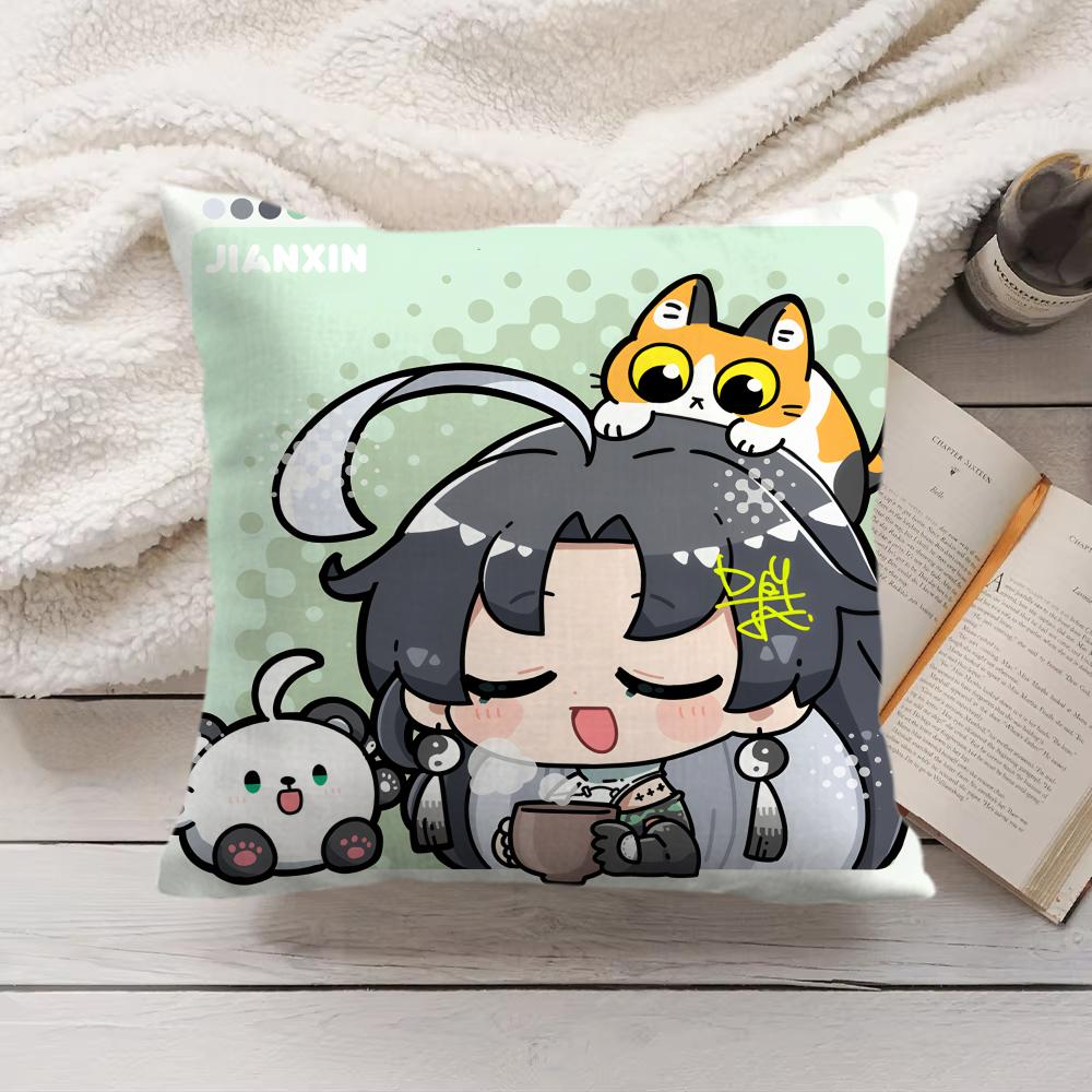 Jianxin Cute Wuthering Waves Cushion Cover Silky Short Plush Invisible Zipper Dustproof Sofa Pillow Case For Home Decor