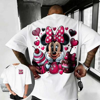 T-shirt d'été Disney Minnie 2026 100 % Coton Pur Manches Courtes Décontracté Ample Respirant Haut Unisexe