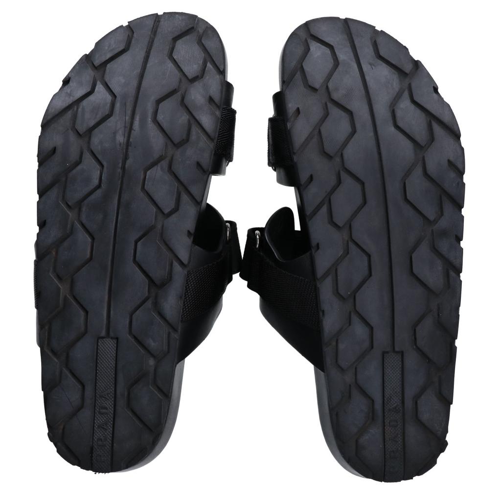 PRADA [Good Condition] 2X3002 Velcro Leather Slide Sandals shoes 6 1/2 blackUsed