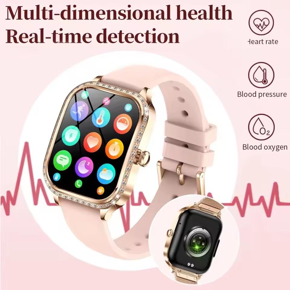 New Lady Fashion Smart Watch Women AMOLED HD Screen Heart Rate Bluetooth Call IP68 Waterproof Sports SmartWatch
