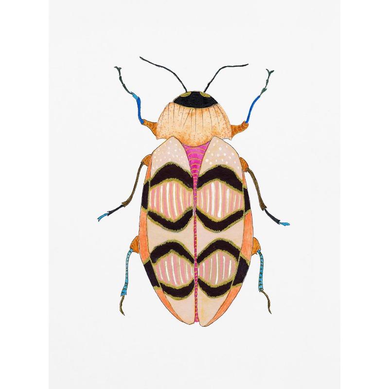 Aquarell Käfer Marienkäfer Poster Druck Buntes Insekt Leinwand Malerei Natur Wandkunst Bild Kinderzimmer Heimdekor