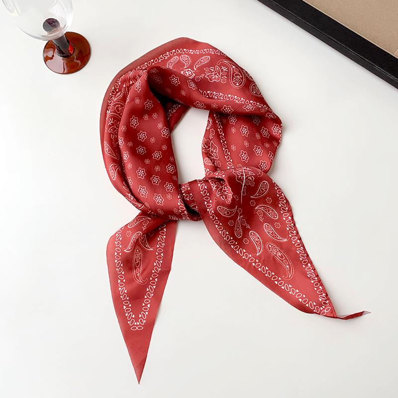 1Pc Headbands Scarf Polyester Retro Headscarf Women's Hijab Hair Ribbons Cashew Print Satin Silk Scarf