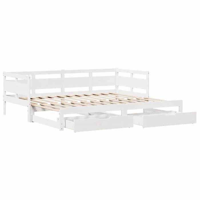 VidaXL Lit de jour et lit gigogne et tiroirs 90x200 cm bois pin massif, canapé-lit, lit d'invité, lit de jour en bois, lit 3302232