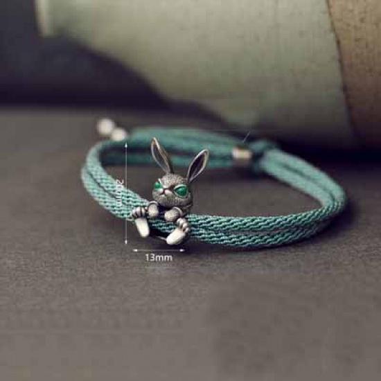 Mistletoe 925 Sterling Silver Adjustable Lovely Rabbit Bracelet