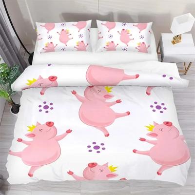 Neuer 3D-Druck Cartoon Liebliches Schwein Bequemer Bettbezug Steppdecke Kissenbezug Bettwäscheset Kinder Schlafzimmer Dekoration Heimtextil