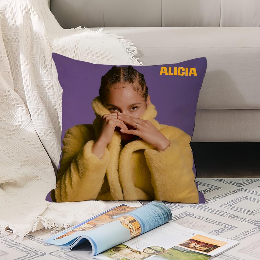 A-Alicia Keys Singer Pillow Case Office Cushions Suitable For Sofa Car Bedroom Decorative Cushion Cover 12x12Inch