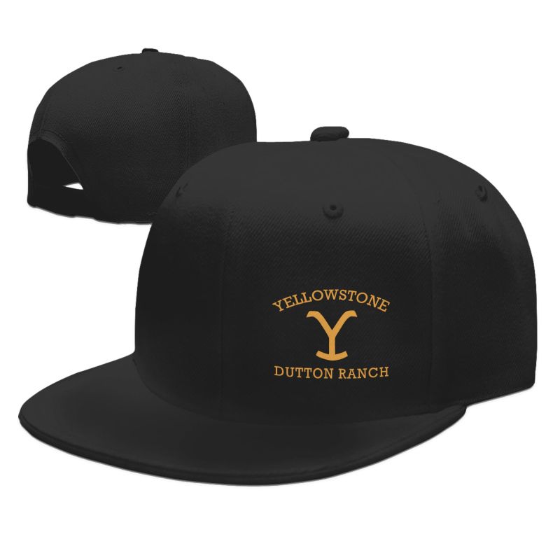Yellowstone Dutton Ranch Graphic Print Baseball Cap Unisex Hip Hop Skull Hat Black Flat Bill Hats Unisex Adjustable Snapback Caps
