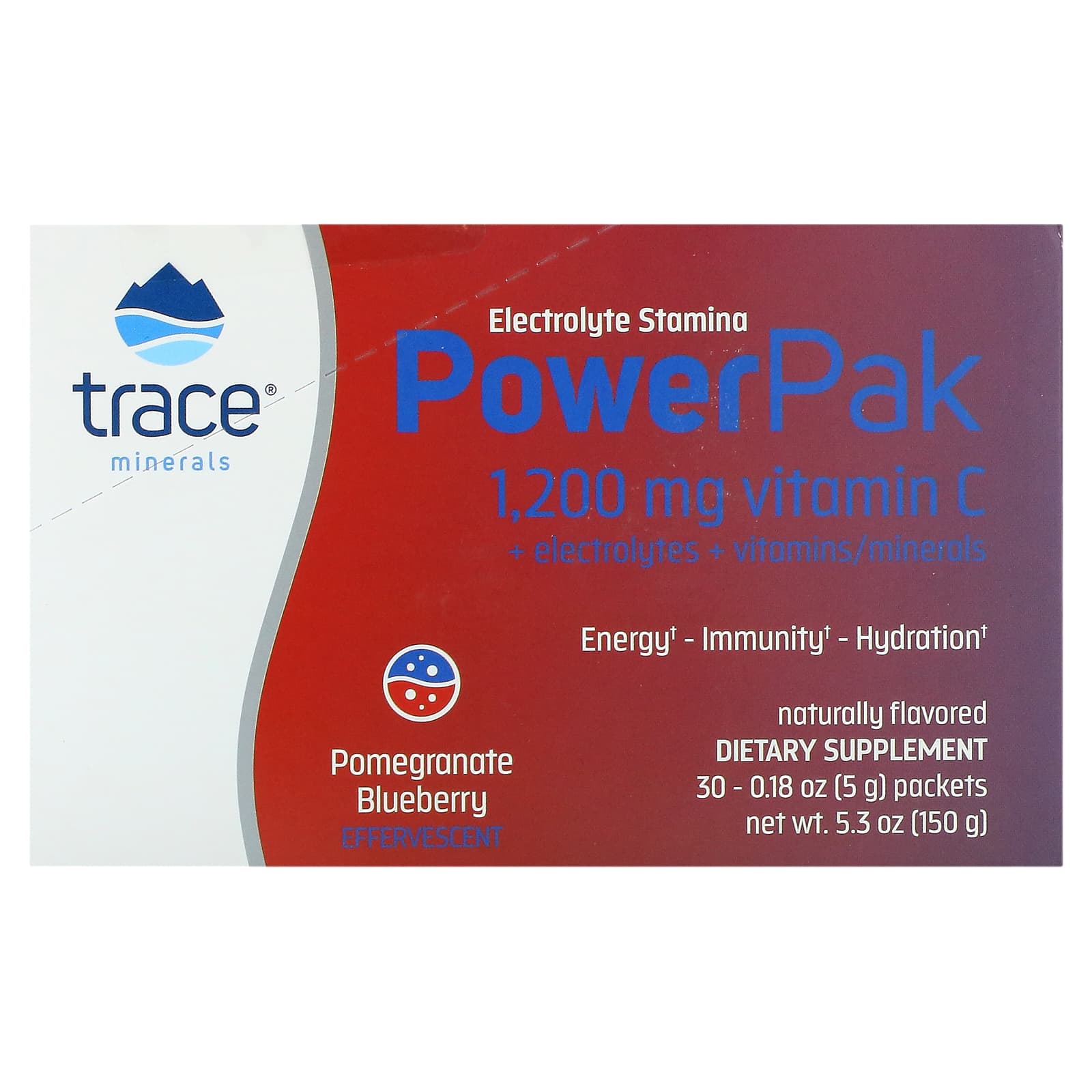 

Trace, Electrolyte Stamina Power Pack, Pomegranate Blueberry, 30 packs, 5 g (0.18 oz) each