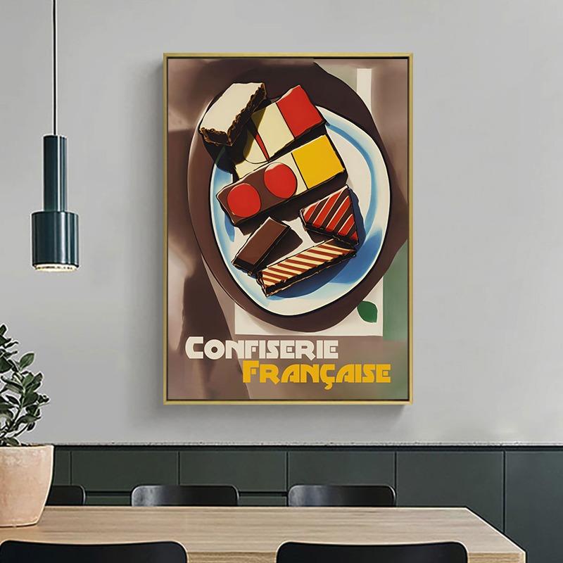French Sweets Poster Chocolate Delicacy Food Canvas Painting Print Wall Art Picture for Dessert Shop Room Home Decoration