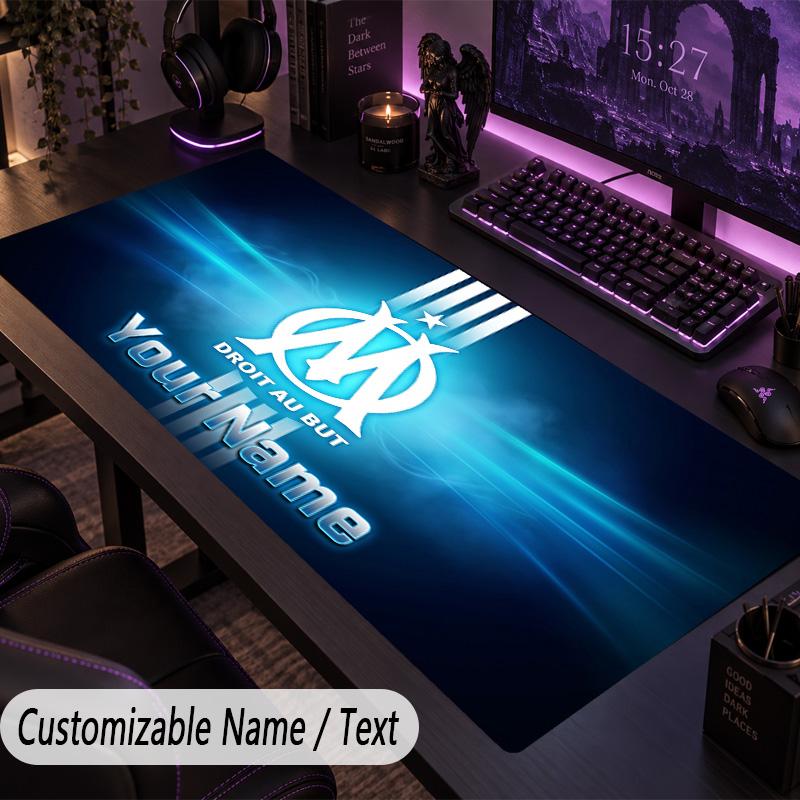 Large Mouse PadOlympique Marseille FC Custom Name Text Personalized Desk Mat Non Slip Gaming Pad