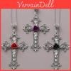 Gotische Rosenkreuz-Anhänger-Halskette mit Legierungsschlossbein-Kette für Damen