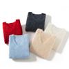Women's Soft V-Neck Cashmere Pullover - 100% Pure, Fluffy, Seamless, Long Sleeve, Loose Fit, Ideal for Autumn and Winter
