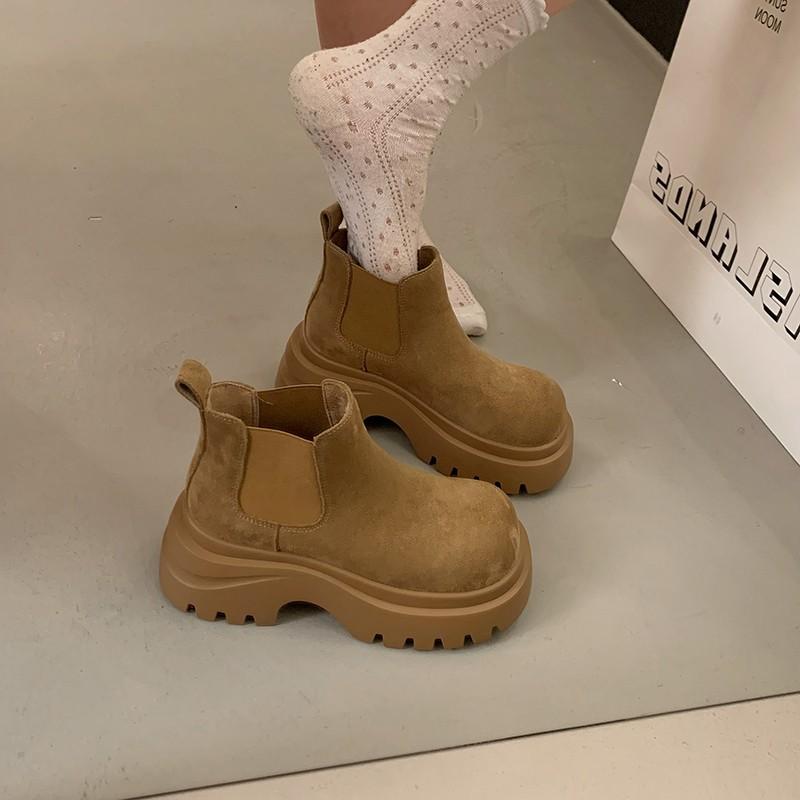 

Retro Martin boots women s autumn and winter new small thick-soled heightening and thin boots 35 хаки