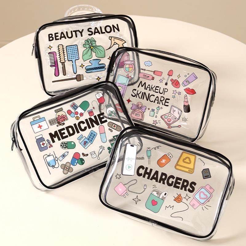 Floral Transparent PVC Waterproof Travel Makeup and Electronics Bag