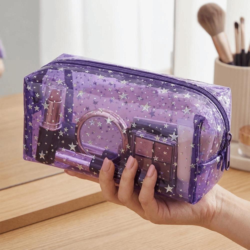 PVC Waterproof Transparent Makeup Bag Stars pattern Travel Beauty Organizer Daily Use