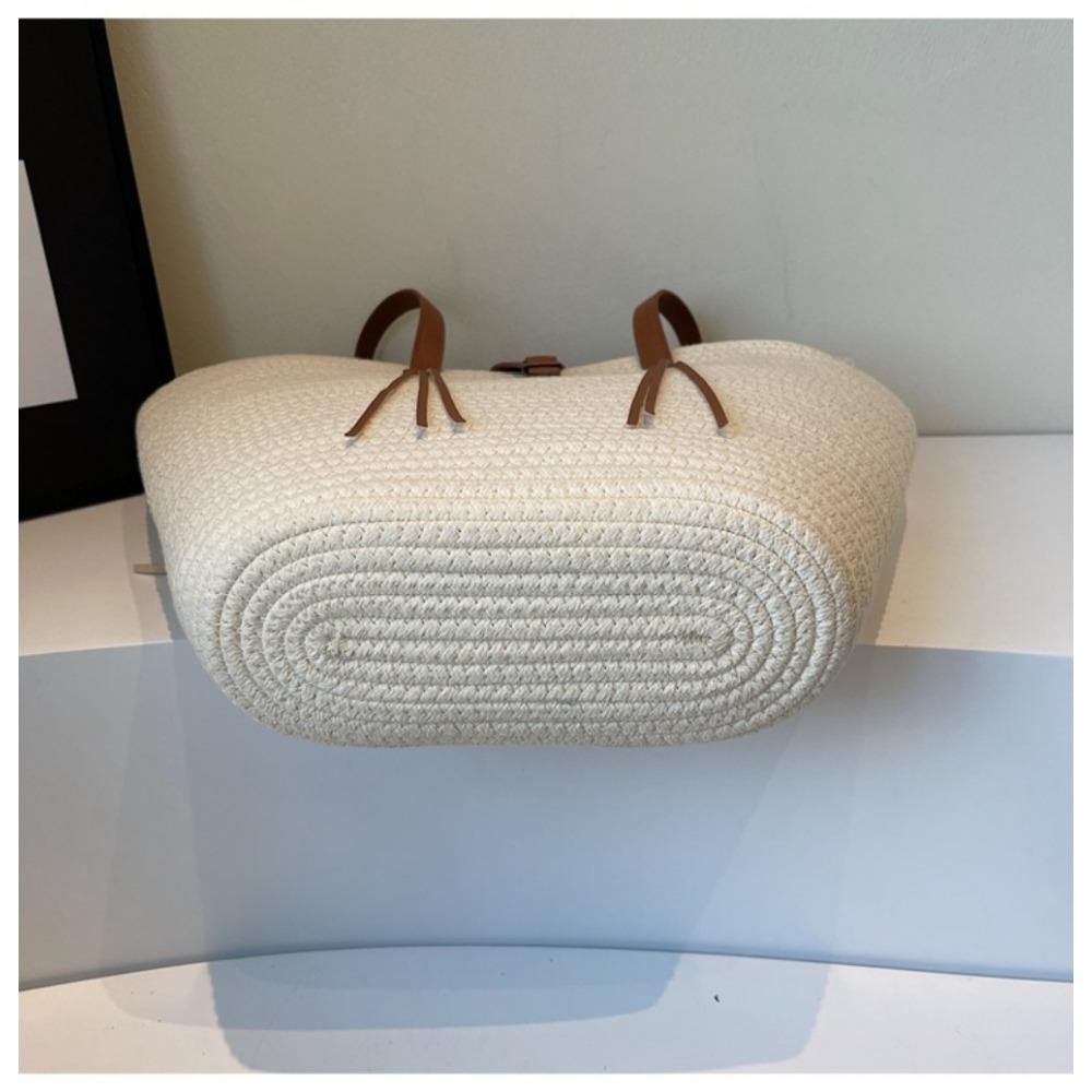 Large Capacity Woven Bag Women's New Straw Bag Shoulder Bucket Bag Portable Vegetable Basket Beach Bag Woven Straw Tote Bag for Women