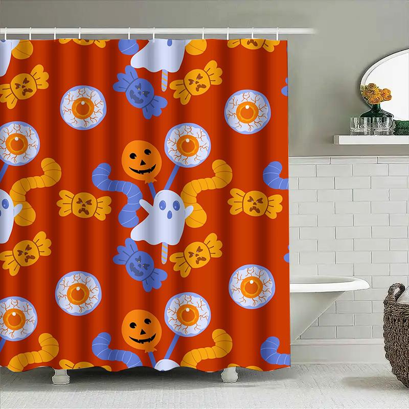 

Tuniu Cute Halloween Ghost Pumpkin Shower Curtain For Bathroom Decoration Funny Spooky Gift W60H190(CM)-1 Pcs