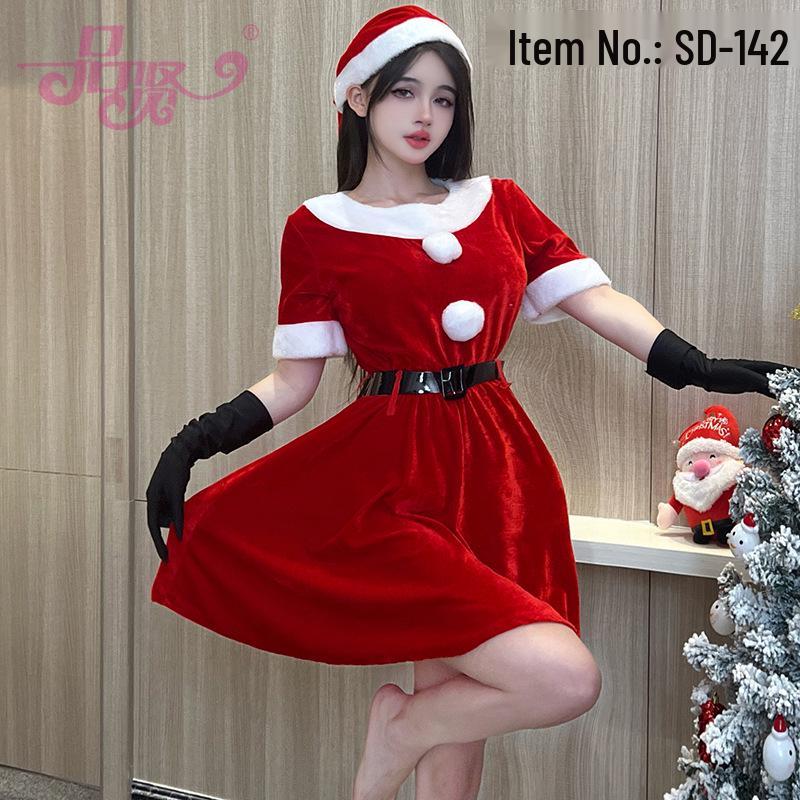 

2025 Золотий Оксамитовий Різдвяний Костюм Дівчини-Кролика - Сексуальний Костюм для Вечірки в Нічному Клубі One Size