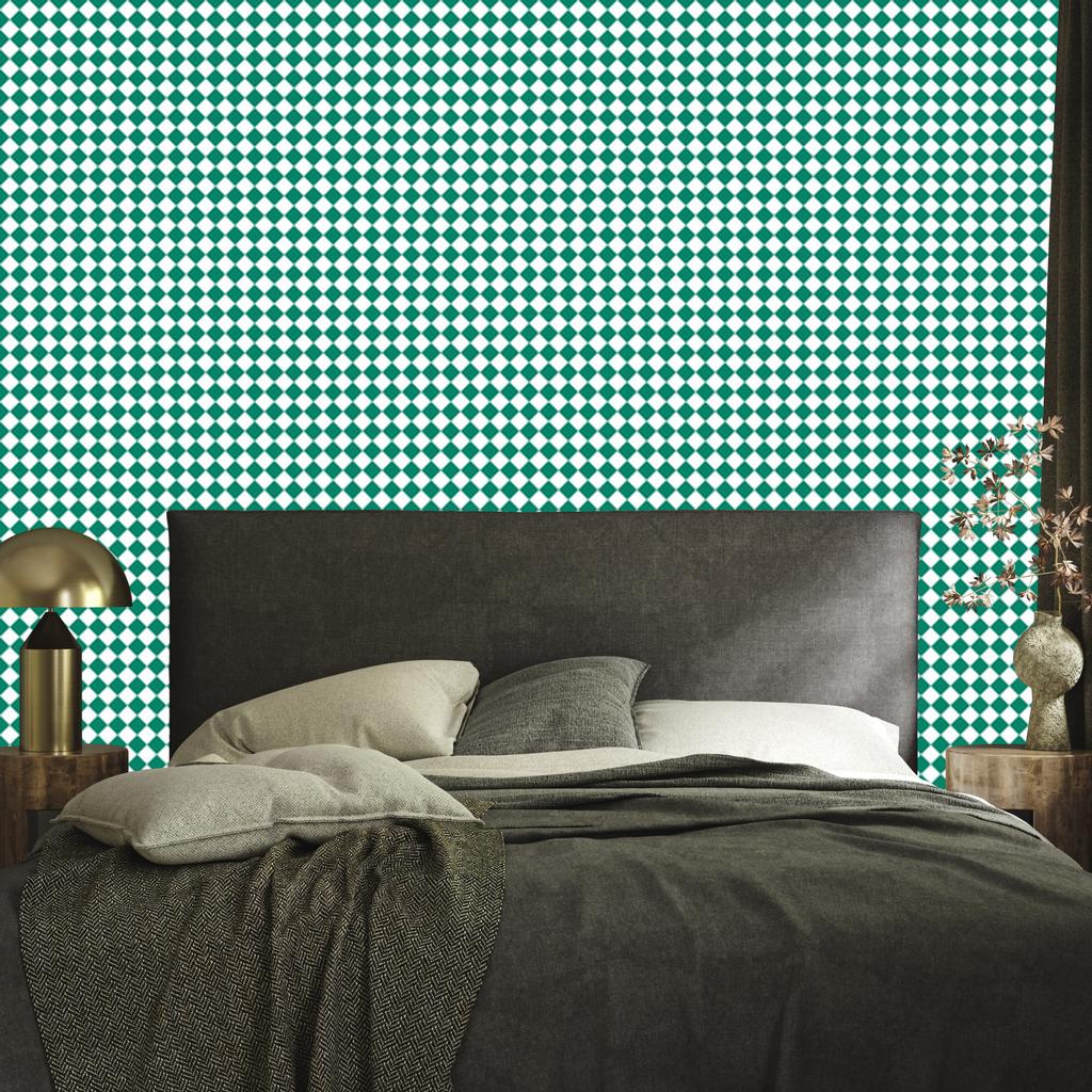 Geometric rhombus wallpaper in teal and white for living room and bedroom 50x1000
