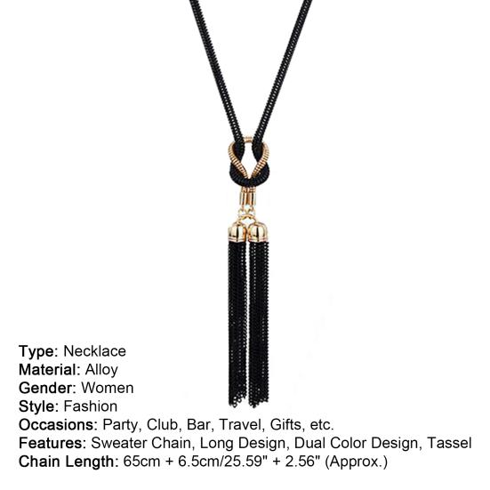 Women Long Tassel Elegant Chain Necklace for Party