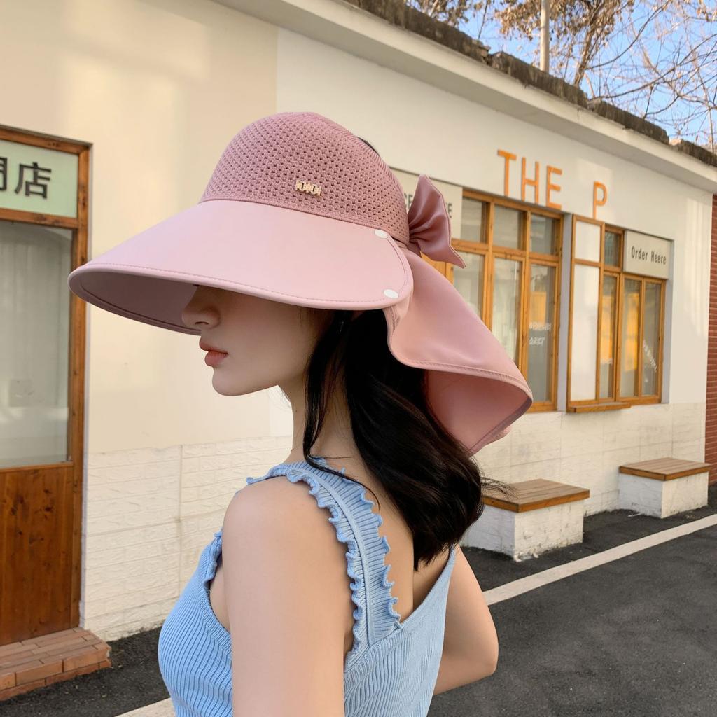 Summer UV Resistant Hollow Top Hat with Enlarged Brim Sun Protection Hat Detachable and Breathable Outdoor Fisherman Hat
