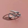 Adjustable Open Ring With Vintage Snake Texture Design Unisex Retro Statement Jewelry Daily Wear