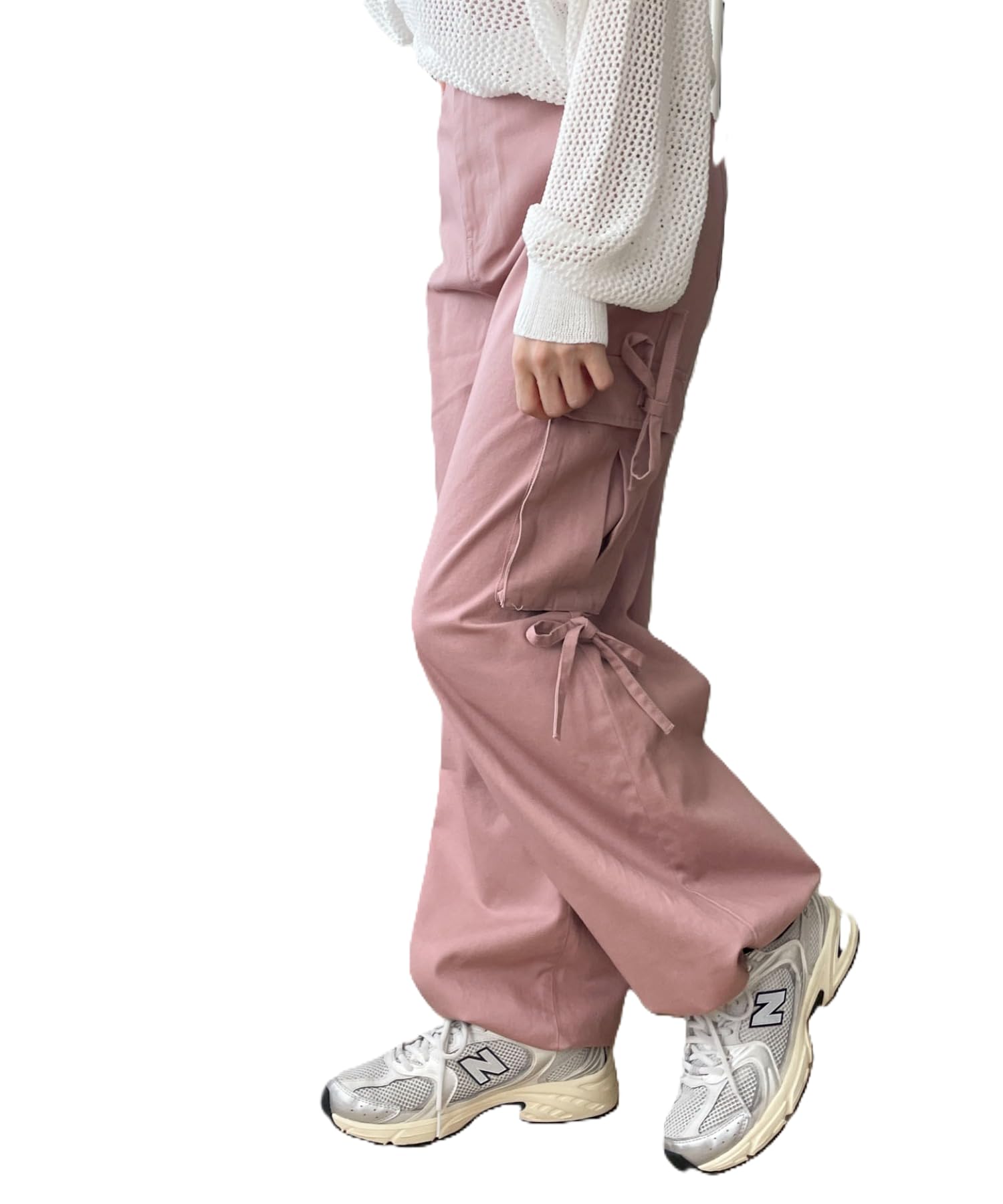 

WEGO Side Ribbon Cargo Cute and Girly Size Pink Women s Pants, Bottoms, Small, розовый