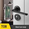 Black Magnetic Door Lock with Silent Handle for Bedroom