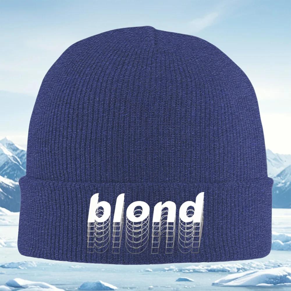 

White D effect blond black background Knitted Hat Unisex Women Unisex Beanie Pullover Cap Winter Thermal Warm Christmas Outdoor Cy