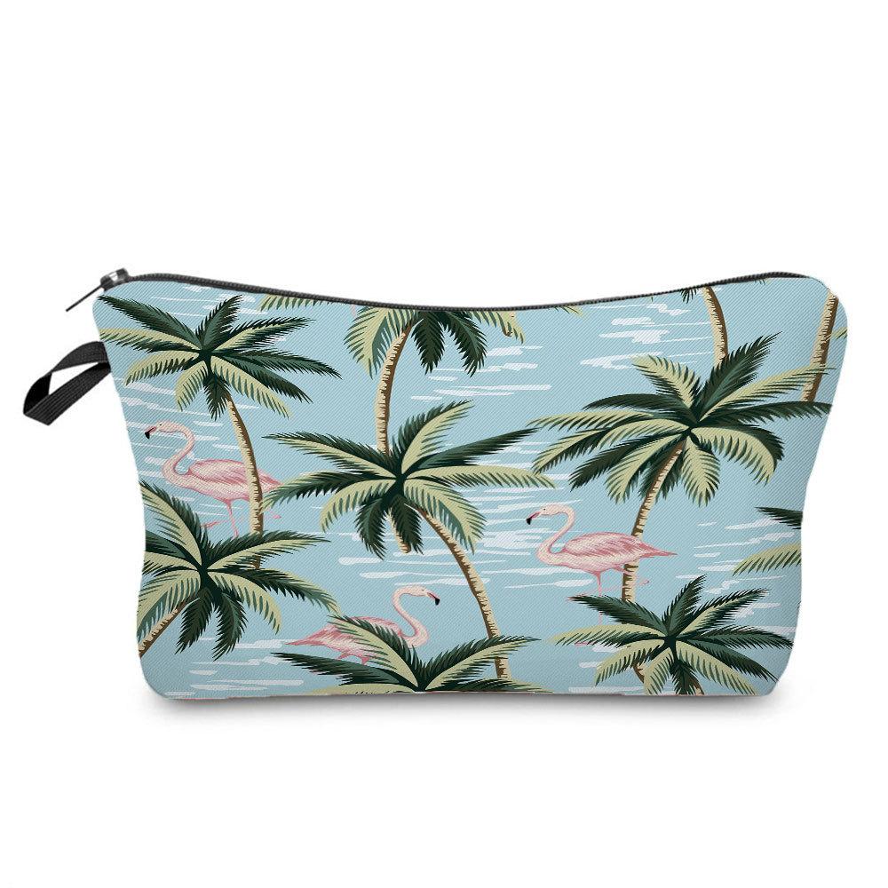 Women Flamingo Print Cosmetic Bag Toiletries Organize Travel Storage Case 6364 CLE