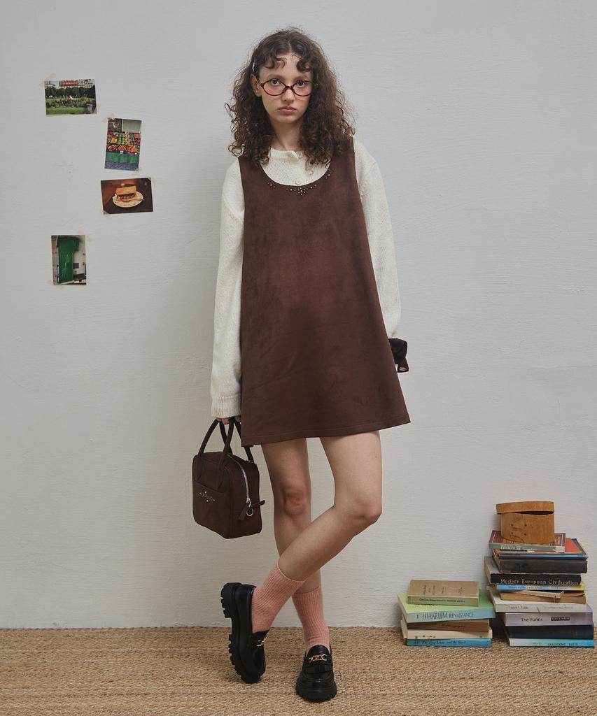 Code Graphy (Women) Faux Suede Dress_Brown