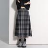 Plaid Woolen Pleated Skirt Women's 2026 Autumn and Winter Retro Elastic Waist Skirt Medium and Long A-shaped Umbrella Skirt