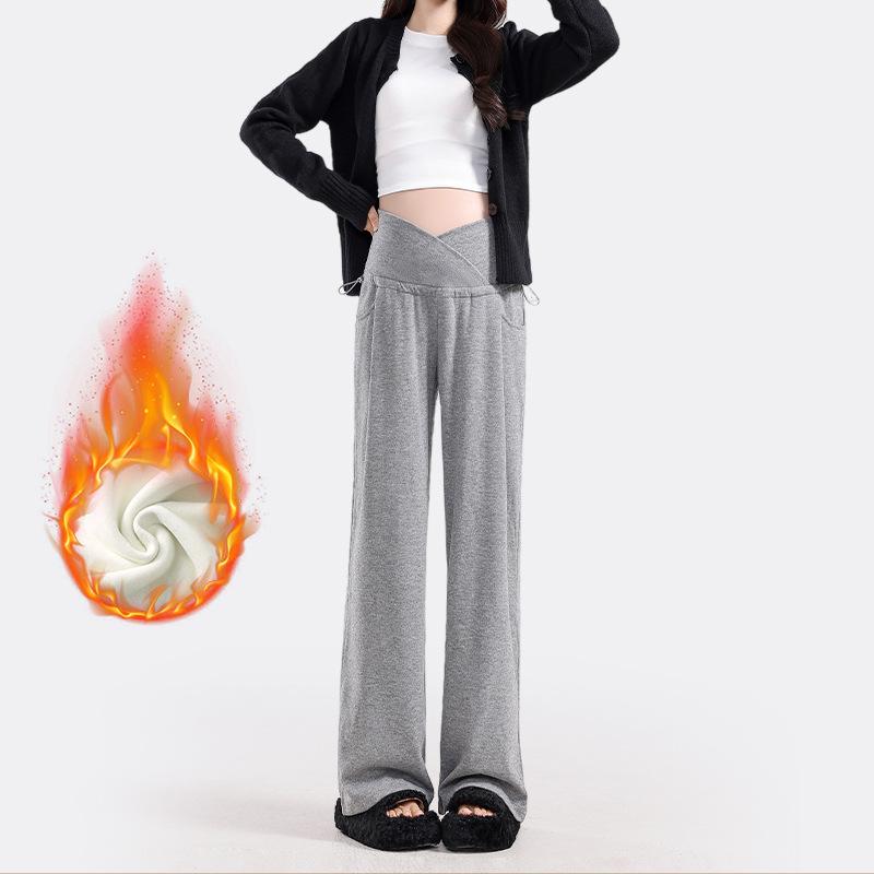Loose Low Waist Maternity Pants - Wide Leg, Lightweight for Spring/Autumn, Plus Velvet for Winter