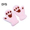 1 Pair Women Winter Mittens Cartoon Cat Paw Shape Thick Plush Anti-slip Heat Retention Outdoor Skiing Cycling Gloves