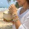 Boho Stackable Shell Conch Starfish Bracelet Set for Women Polymer Clay Pearl Seed Bead Summer Beach Vacation Jewelry
