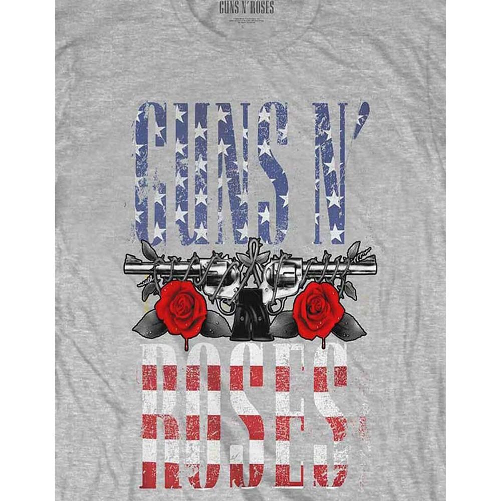 Guns N Roses Unisex Adult US Flag Heather Logo T-Shirt