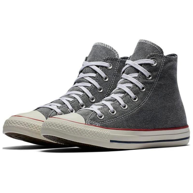 Converse Chuck Taylor All Star Stone Wash Unisex High Canvas Shoes Comfort Versatile Wear-resistant Gray Black 159537C
