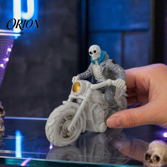Motorcycle Hall Ornament Halloween Skeleton Ornament, Resin Figurines, Durable Matte Finish Boys Desktop Decoration Collectible Statue, for
