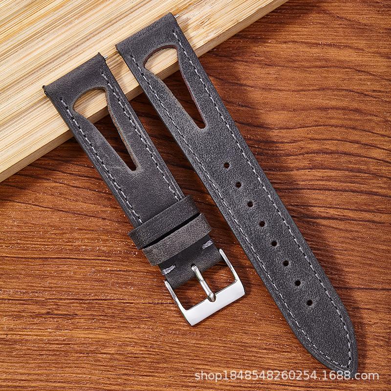 Crazy Horse Leather Strap Is Suitable For/20Mm/21Mm Punched, Breathable, Soft And Quick-Release Models.