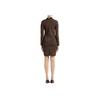 Michael Kors SS23 Allover Logo Jacquard Round Neck Knit Slim Fit Long Sleeve Dress Women dresses Chocolate MH180NV5KZ-201