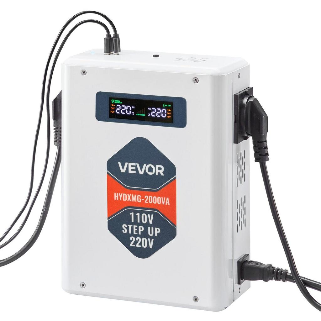 Step Up Voltage Converter, 2000VA, Heavy Duty Voltage Power Converter, 110V To 220V Power Transformer, with 2 EU Outlets, USB Output, LCD Display,