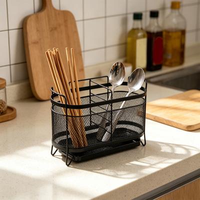 Besteck-Aufbewahrungsständer mit unterteilten Fächern Organizer Design mit Ablauflöchern Ständer für Küchenarbeitsplatte