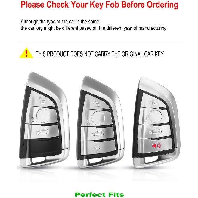 For BMW Key Fob Cover Leather Car Remote Case Holder Keychain Compatible for BMW 2 5 6 7 Series X1 X2 X3 X5 X6 X7 -Black