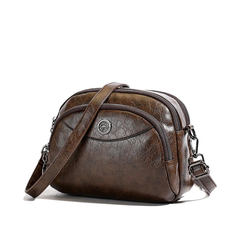 TianJinGeErLiShangMaoYouXianGongSi Retro Dierendrukken Echt Leer Dames Tas Veelzijdige Koeienhuid Handtas Vrijetijd Schouder & Crossbody Tassen bruin