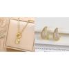 2Pcs Shiny Zirconia Water Drop Necklace Comma Earrings Jewelry Set Jewelry choker Luxury for Woman Girl Daily Party Jewelry Gift