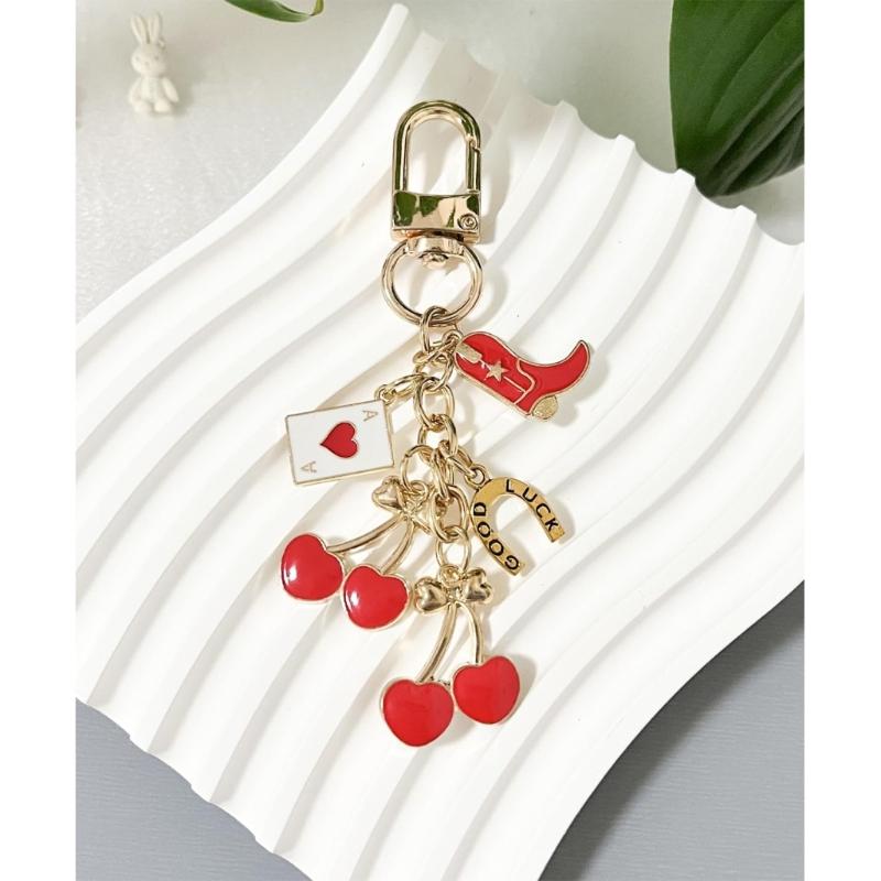 Unique Cherry Keychain Bag Charm Cherry Keychain Purse Charm Key Adornment For Adding Flair To Women's Handbags