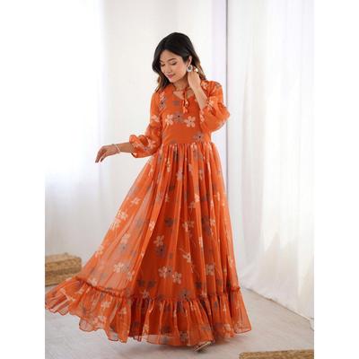 Orange Safari Muse Orange Floral Gown