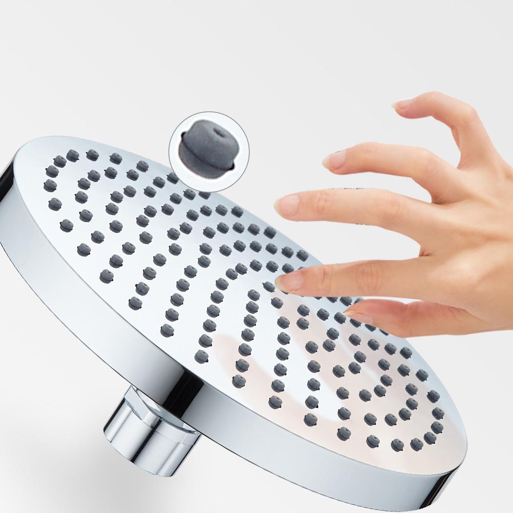 Fixed Shower Head - High Pressure 6 Inch Full Chromed Plastic Round Rain Shower with Adjustable Swivel Joint Ball for Bathroom