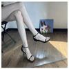 2025 New Summer Fashion Square Head Sexy Narrow Band Open Toe Brand Luxury Design Women's High-heeled Sandals heels